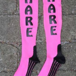 Hare compression socks pink –  customized text possible