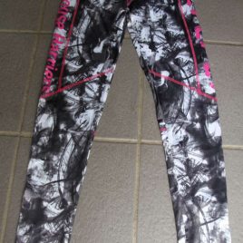 Female running trousers with neon pink print – size S