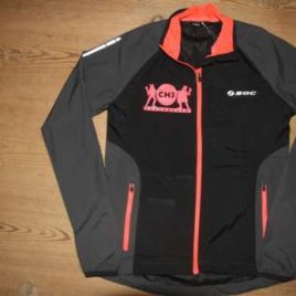 Woman  – Windbreaker Black with neon red decoration , zips and print (Copy)