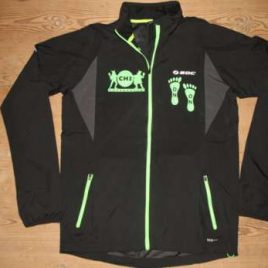 Windbreaker unisex – Black with neon green decoration , zips and print (Copy)