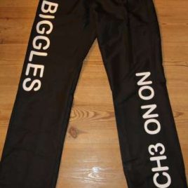 men’s  black joggers/trousers – with your hash name and hash kennel name